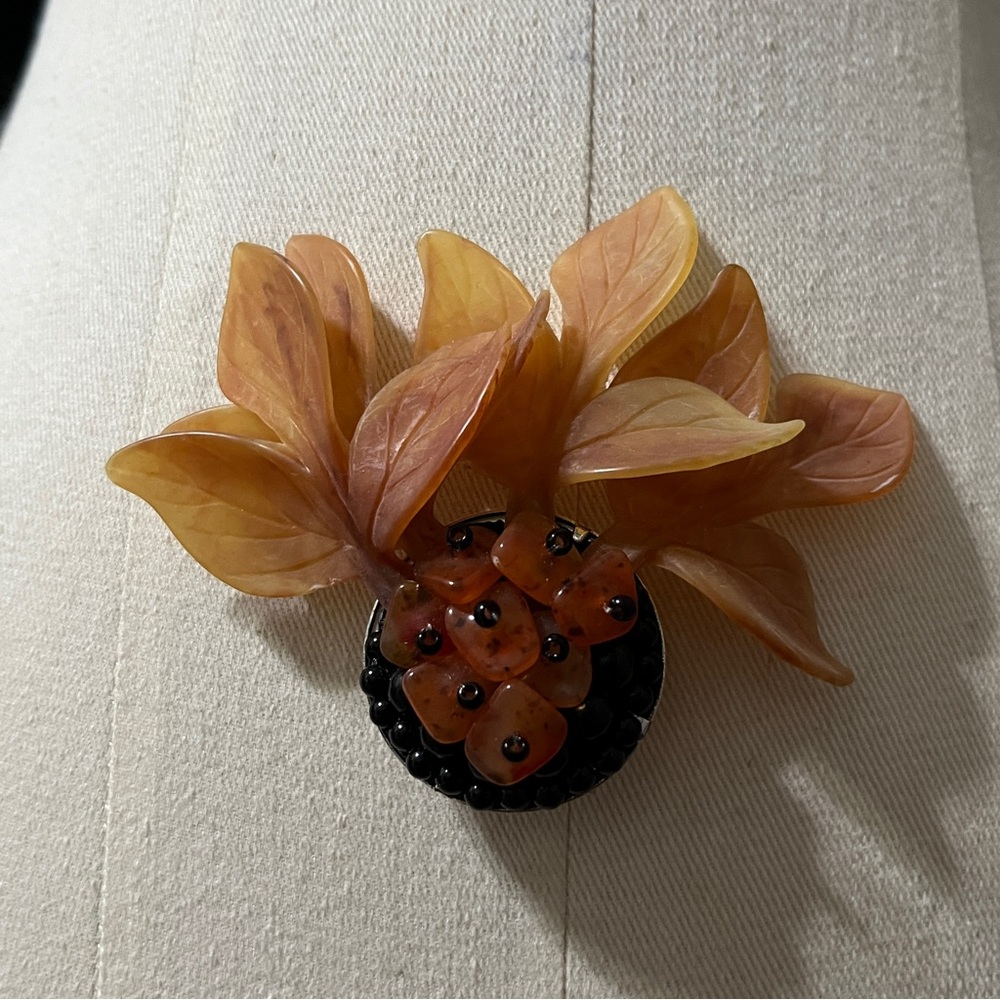 Decorative Orange Leaf Fall Brooch - image 2